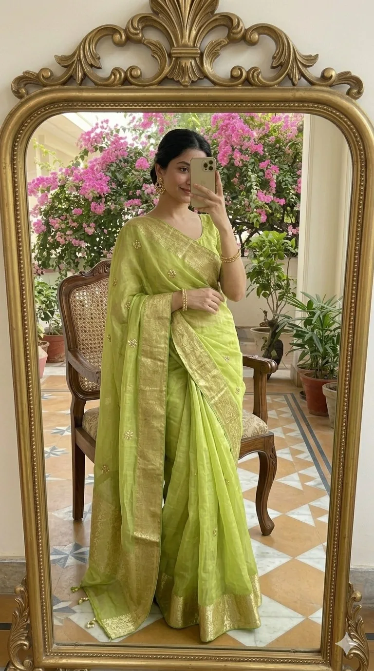 Ktd 3008 Fandy Chiffon Beads Work Saree